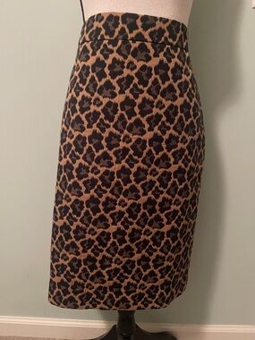 Talbots Leopard-Print Pencil Skirt in Black and Brown